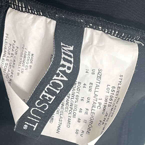 Miraclesuit Black One Piece One Shoulder Sz 14 - Picture 3 of 3